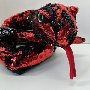 Fiesta Sequin Snake Reptile Stuffed Plush Red Black 93" Sensory Toy